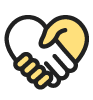 Holding hands in the shape of a heart icon