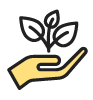 A plant growing from a hand icon