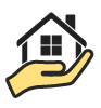 A hand holding a home icon